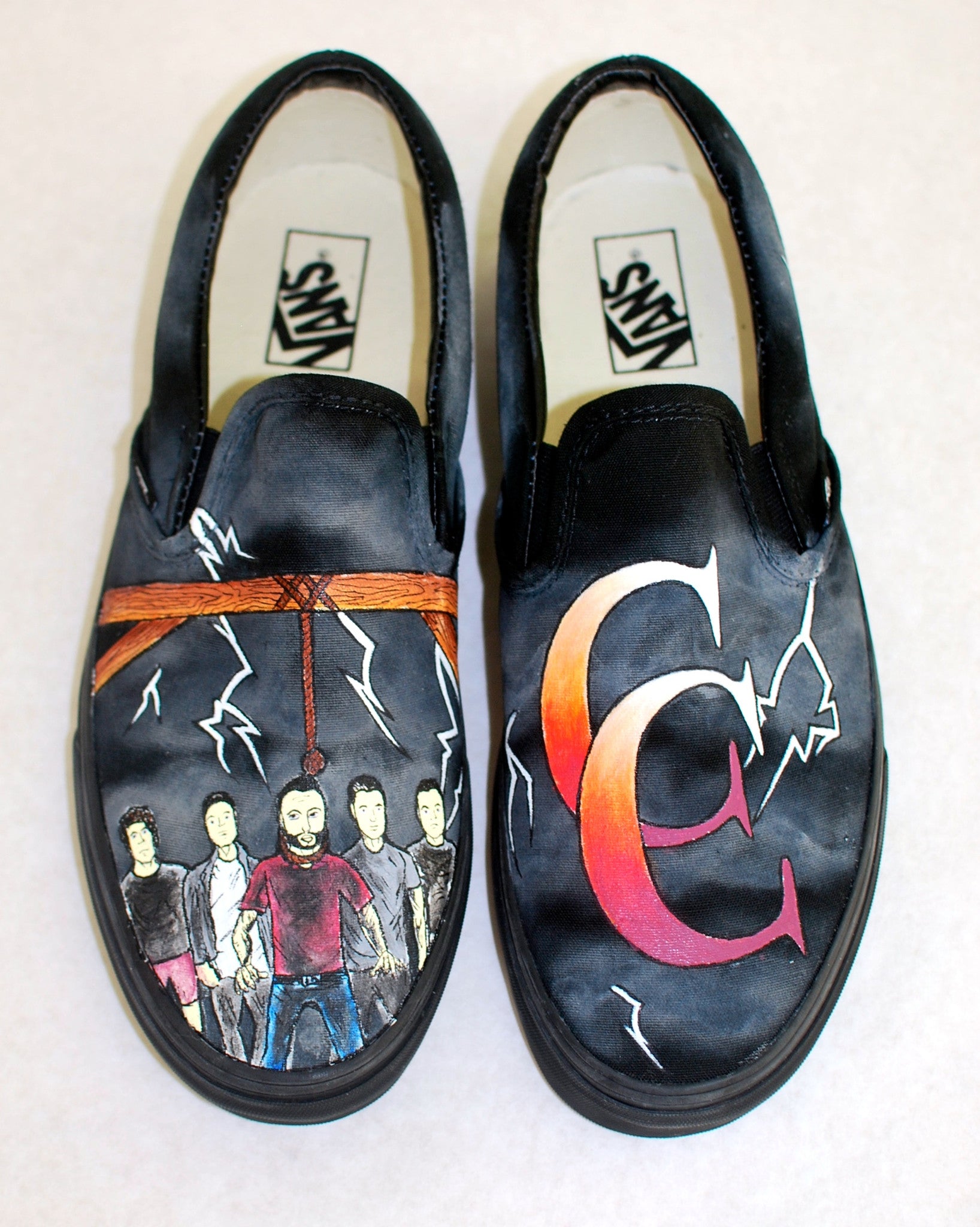 A Day To Remember - Hand Painted Common Courtesy Vans Slip Ons