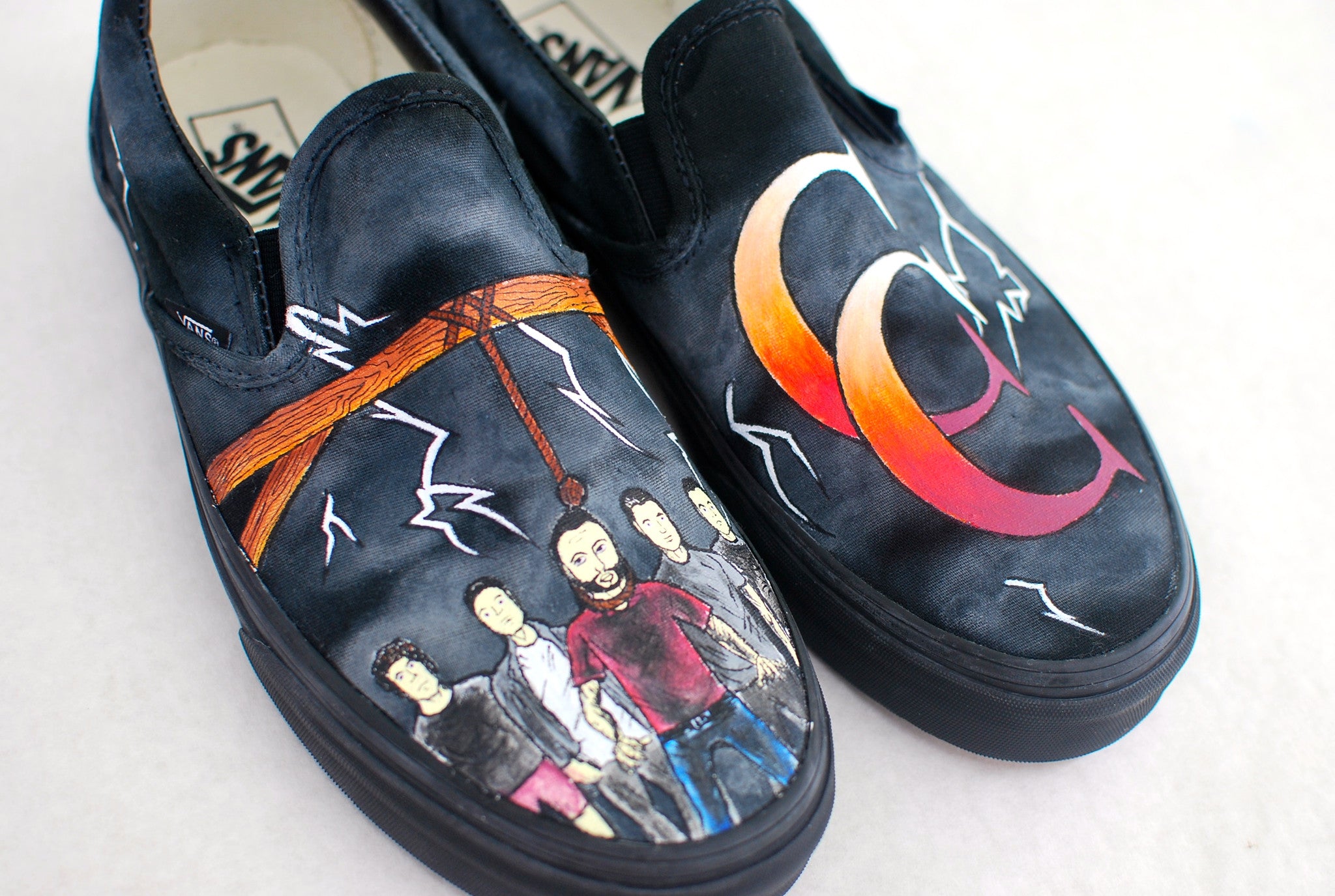 A Day To Remember - Hand Painted Common Courtesy Vans Slip Ons