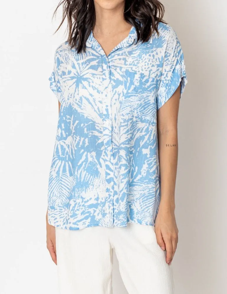 ABSTRACT PALM SHORT SLEEVE SHIRT