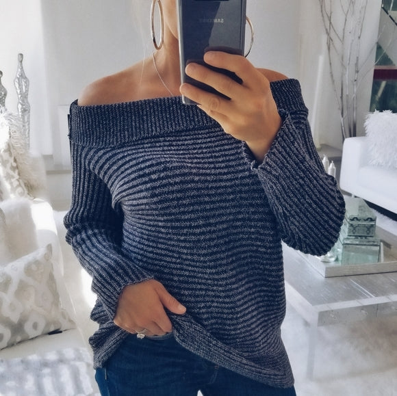 Aiden Ribbed Sweater Top Blue