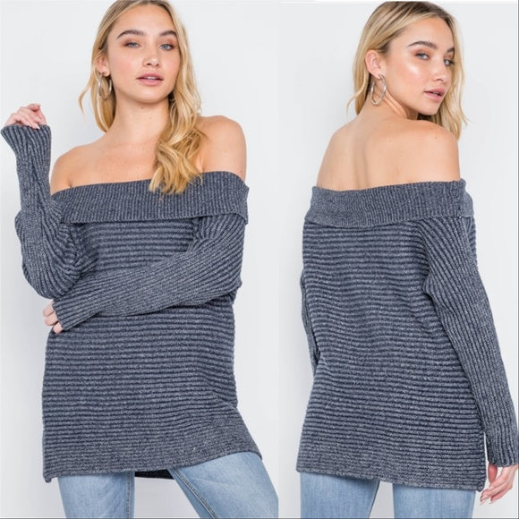 Aiden Ribbed Sweater Top Blue