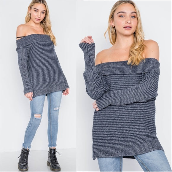 Aiden Ribbed Sweater Top Blue