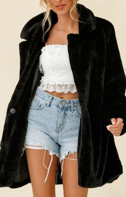 ALIJAH FAUX COAT BLACK