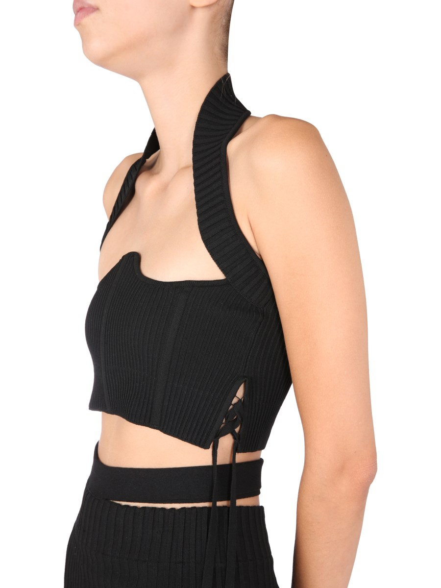 ANDREADAMO      BUSTIER IN MISTO VISCOSA A COSTE CON DETTAGLIO CRISS CROSS