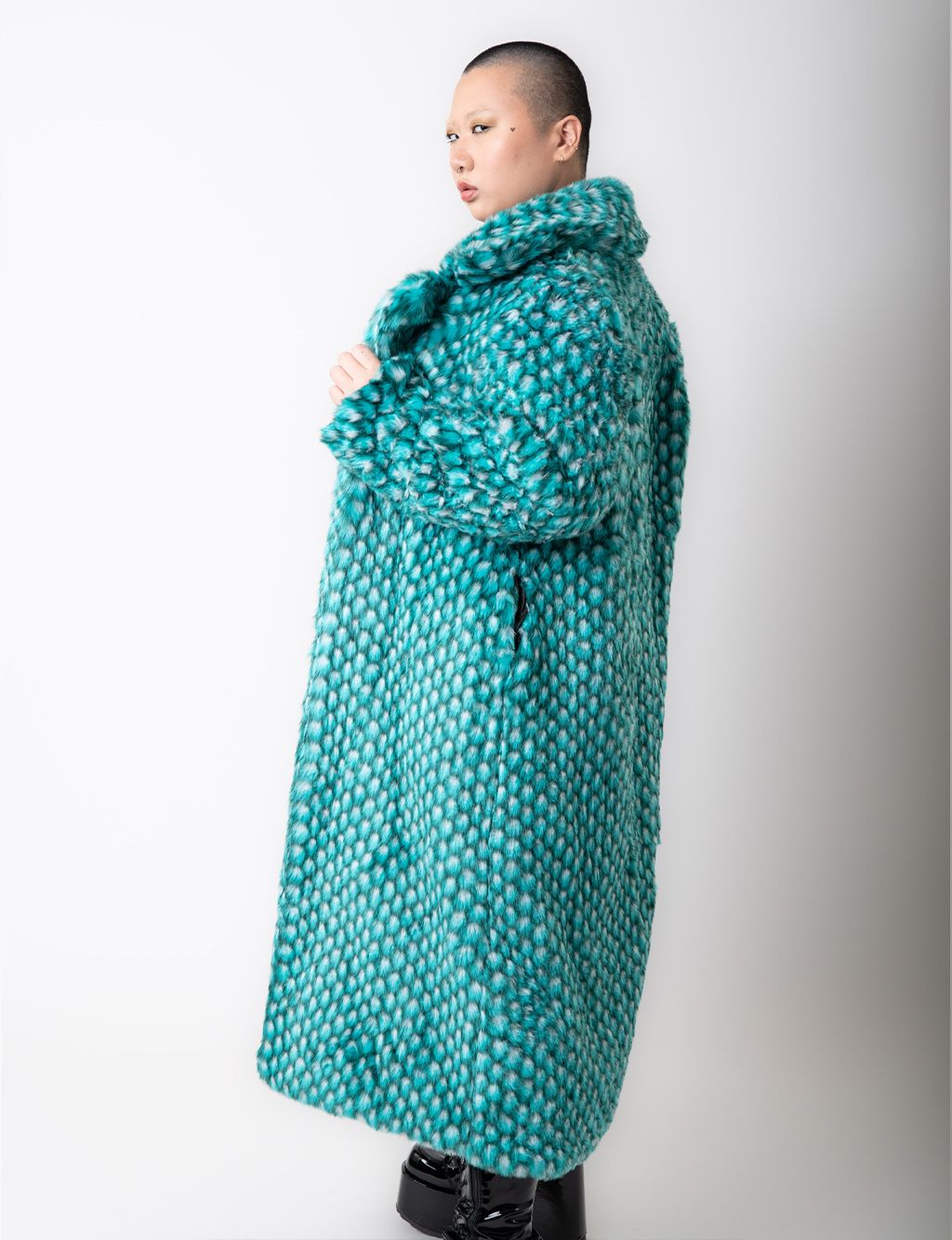 AQUA MERMAID FAUX FUR JACKET - LONG LENGTH  MADE 4 U 