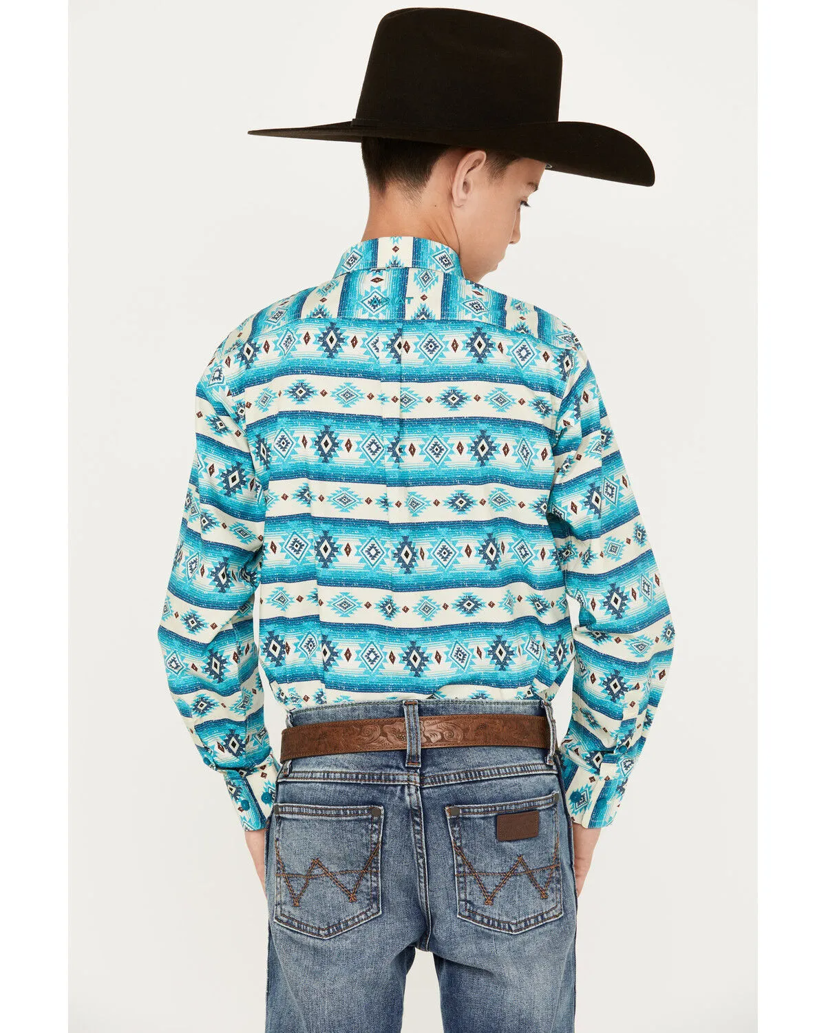 Ariat Boys' Brent Multi Southwestern Print Long Sleeve Button-Down Shirt