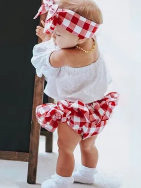 Baby I know I'm Cute Top and Skirted Bloomers with Headband Set