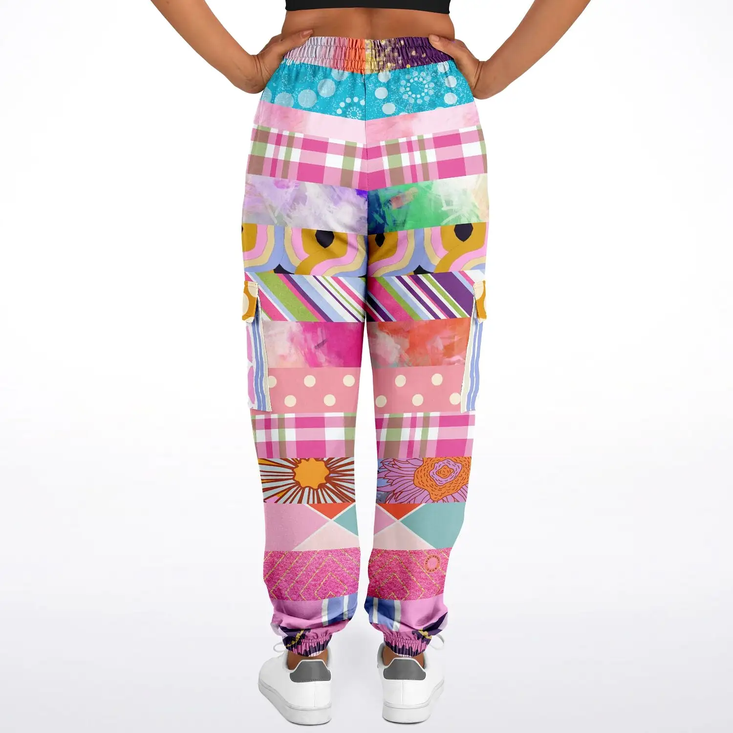 Bahama Mama Pink Floral Patchwork Unisex Cargo Sweats