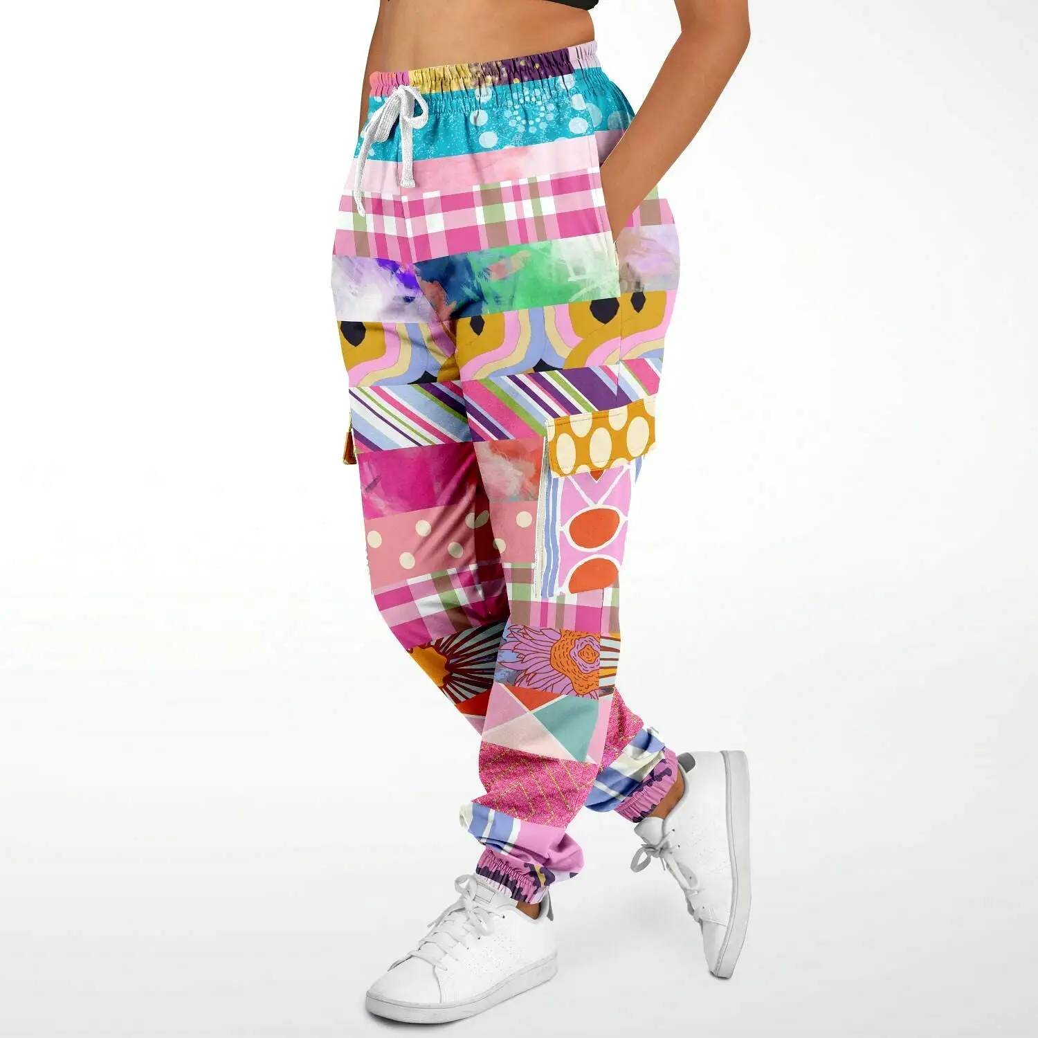 Bahama Mama Pink Floral Patchwork Unisex Cargo Sweats