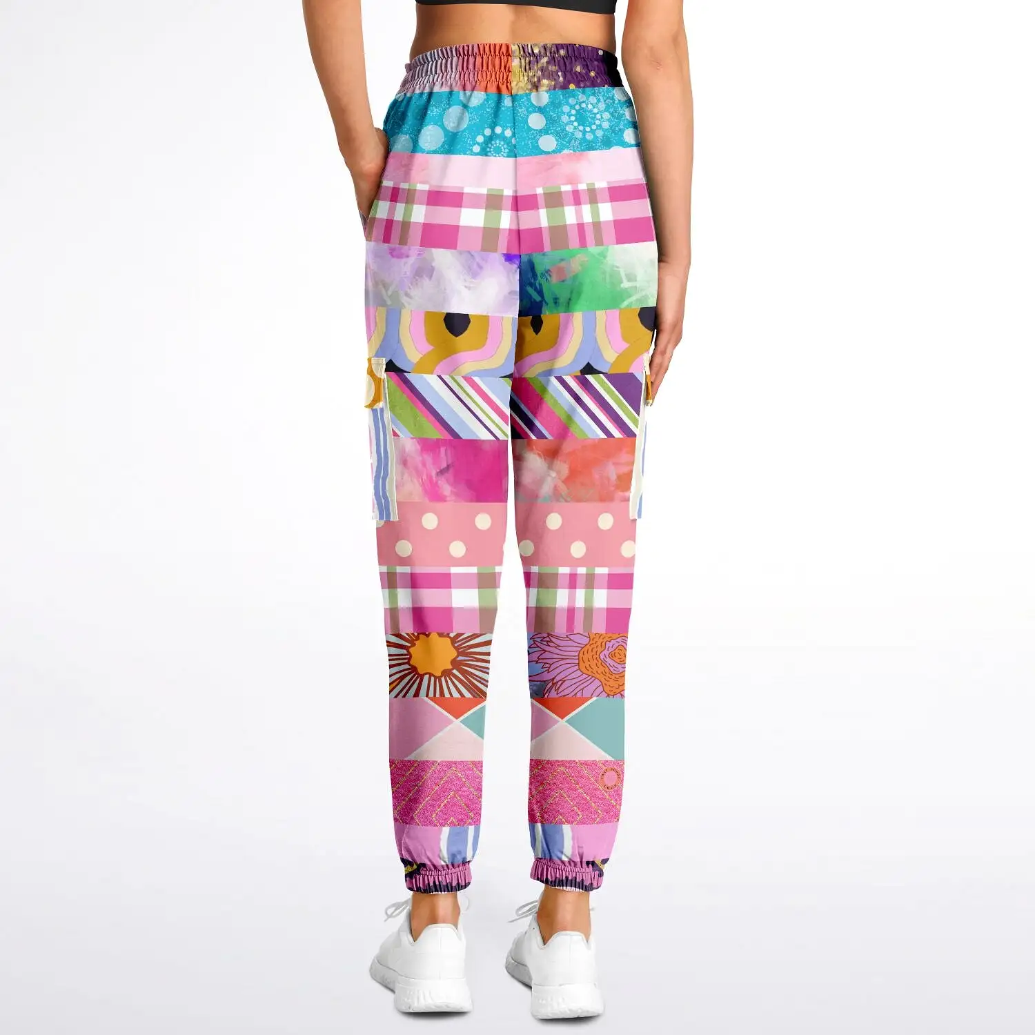 Bahama Mama Pink Floral Patchwork Unisex Cargo Sweats