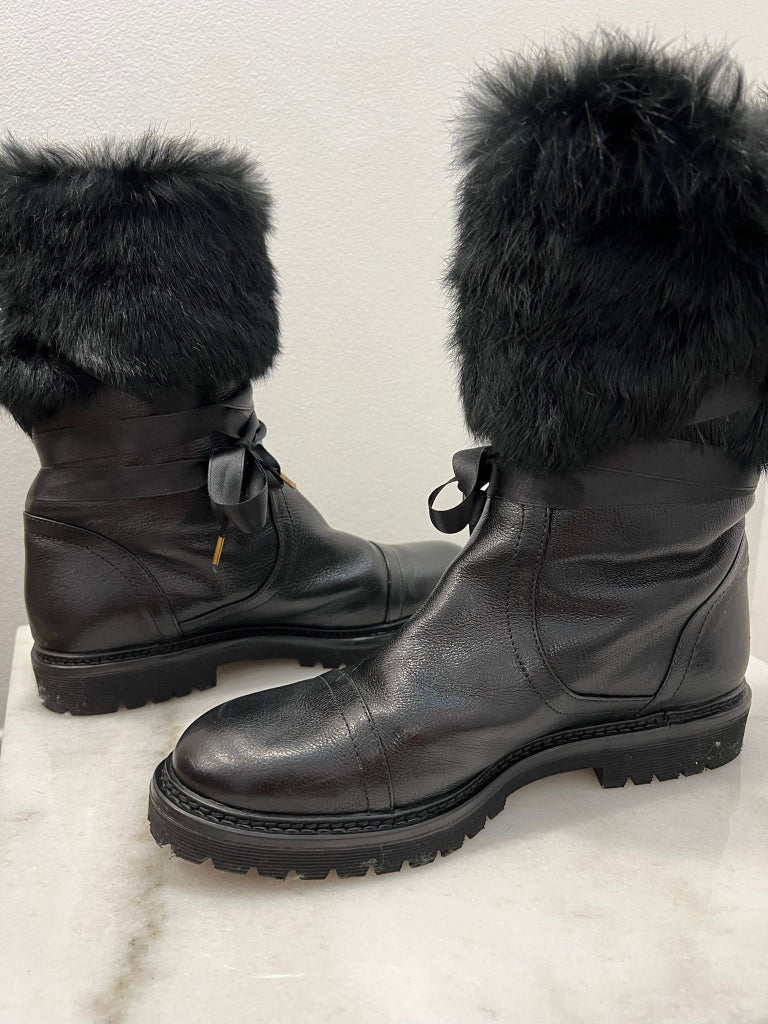 Bally Black Fur Trimmed Midori Boots - size 38