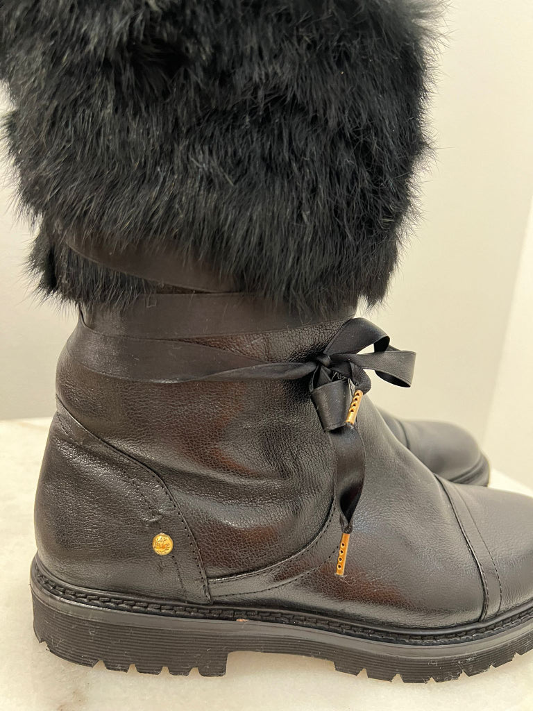 Bally Black Fur Trimmed Midori Boots - size 38