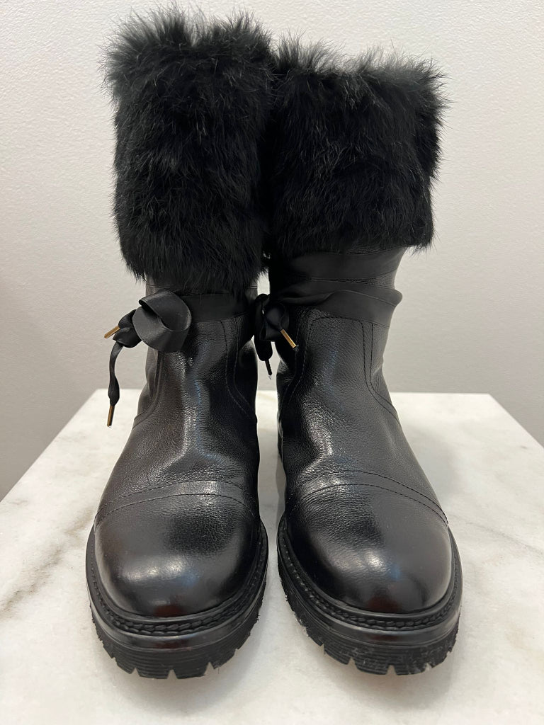 Bally Black Fur Trimmed Midori Boots - size 38