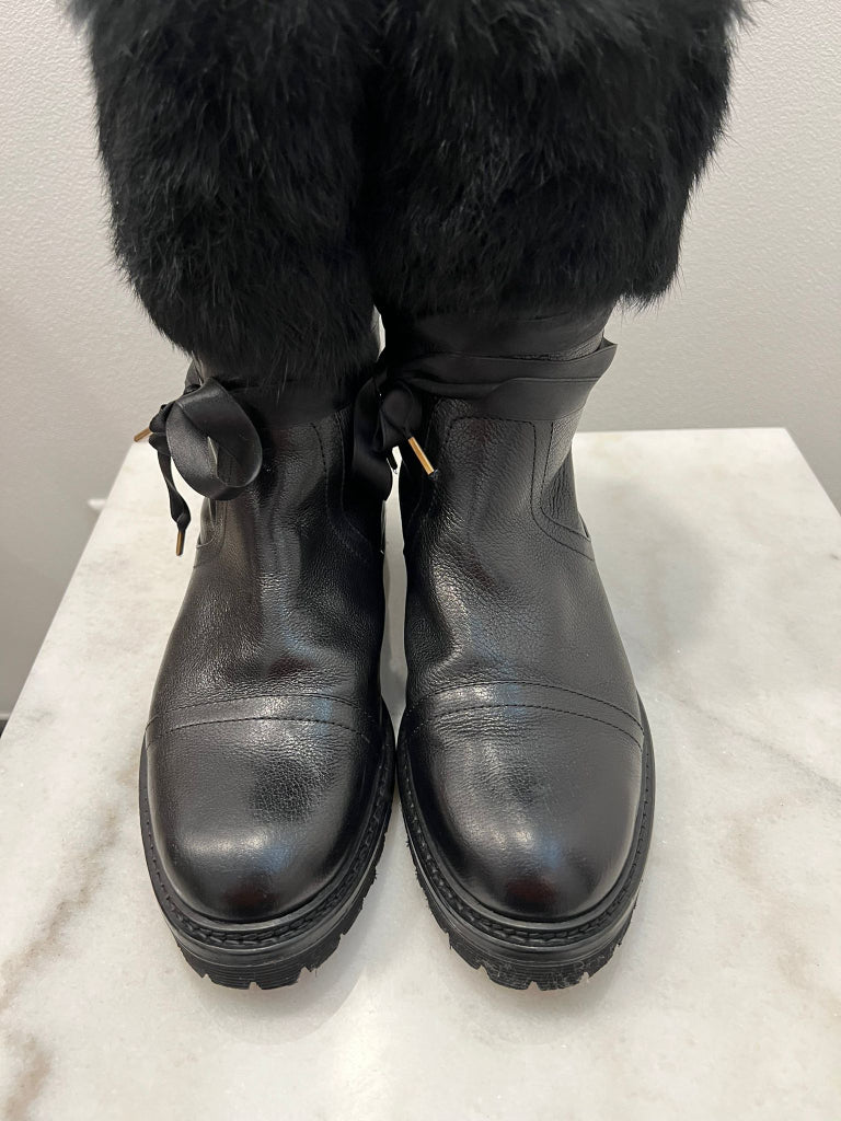 Bally Black Fur Trimmed Midori Boots - size 38