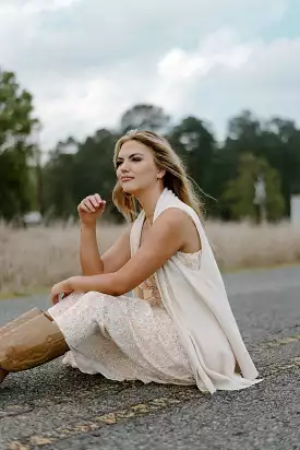 Beige Knit Sleeveless Cardigan