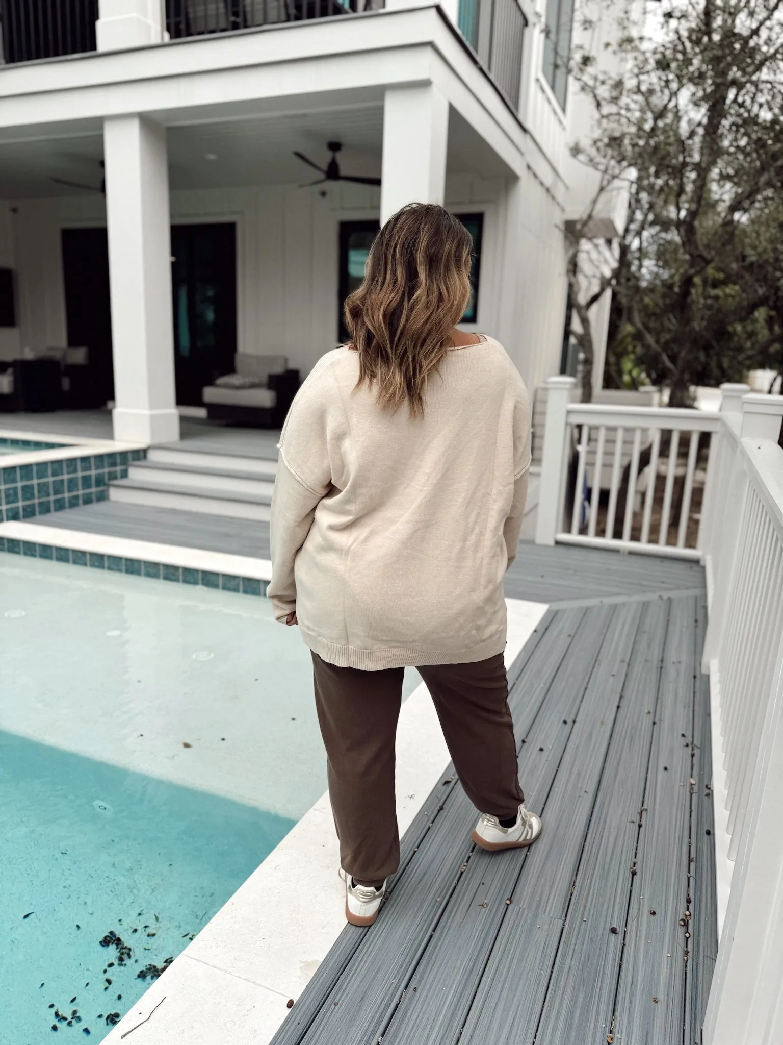 Beige Reverse Seam Oversized Sweater