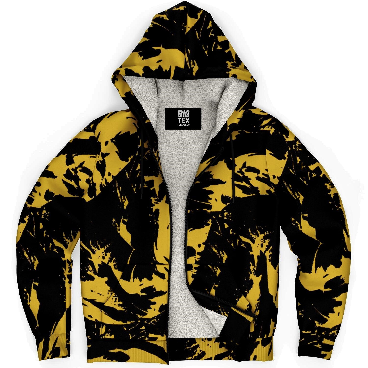 Black and Yellow Paint Splatter Sherpa Hoodie