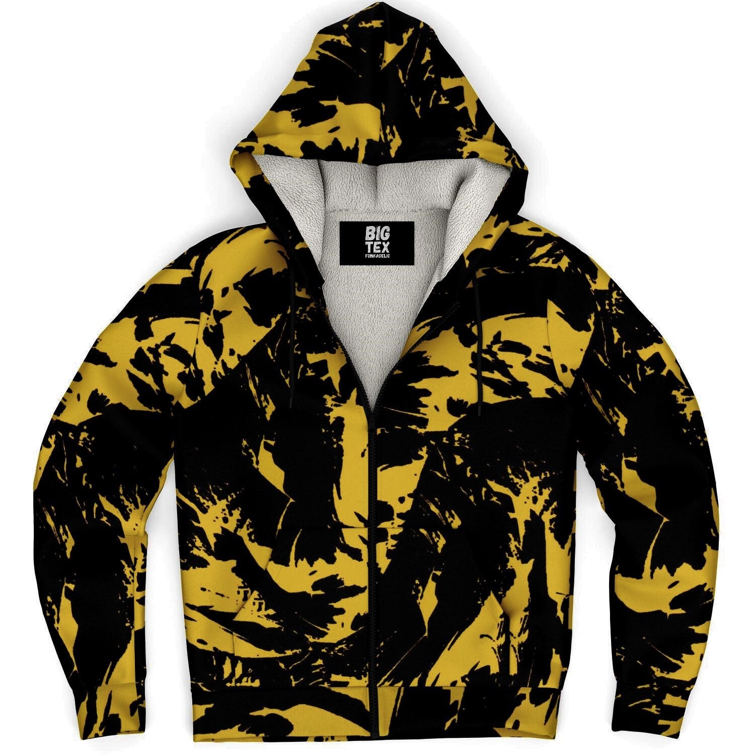 Black and Yellow Paint Splatter Sherpa Hoodie