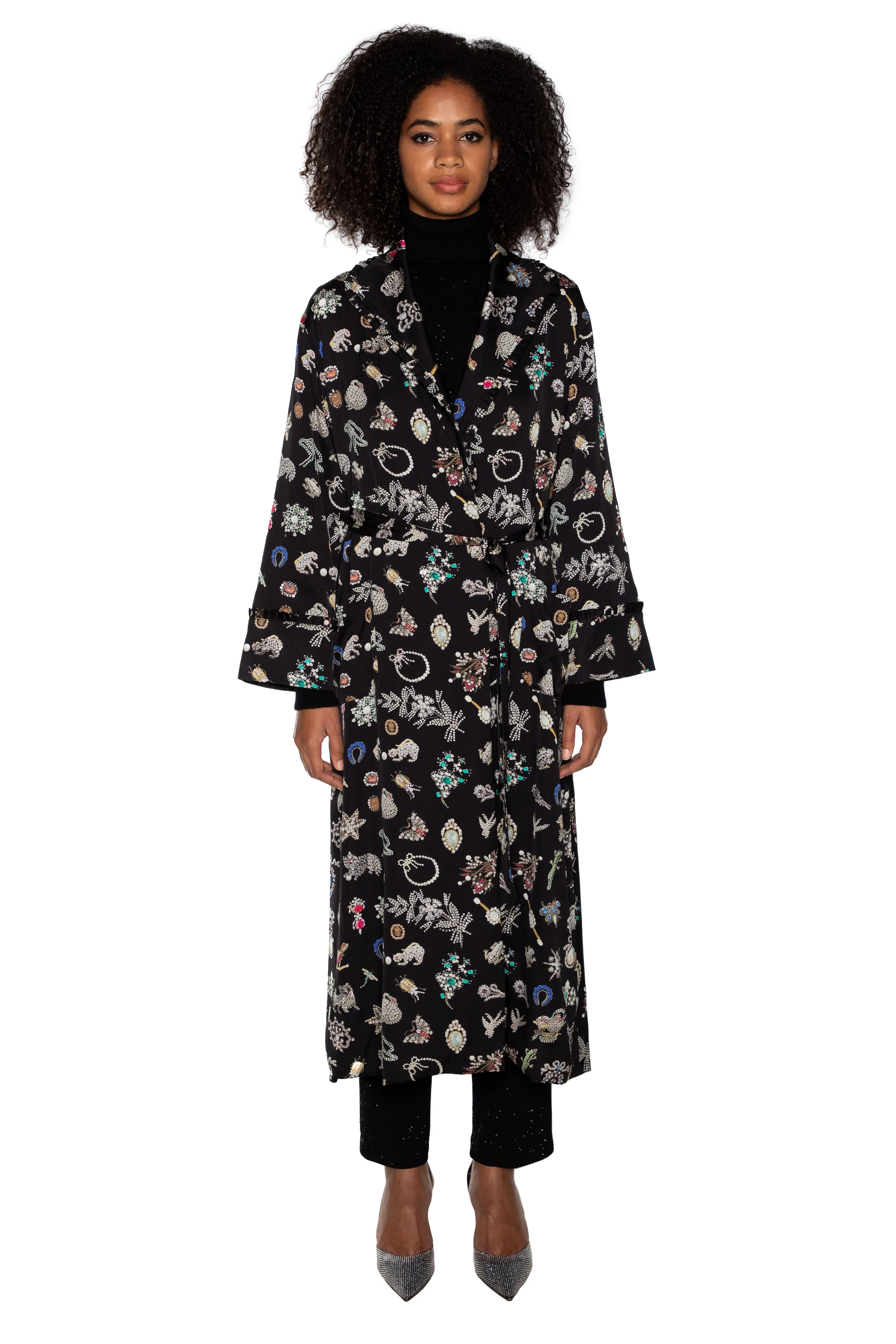 'BLACK DIAMOND PINS' ROBE COAT