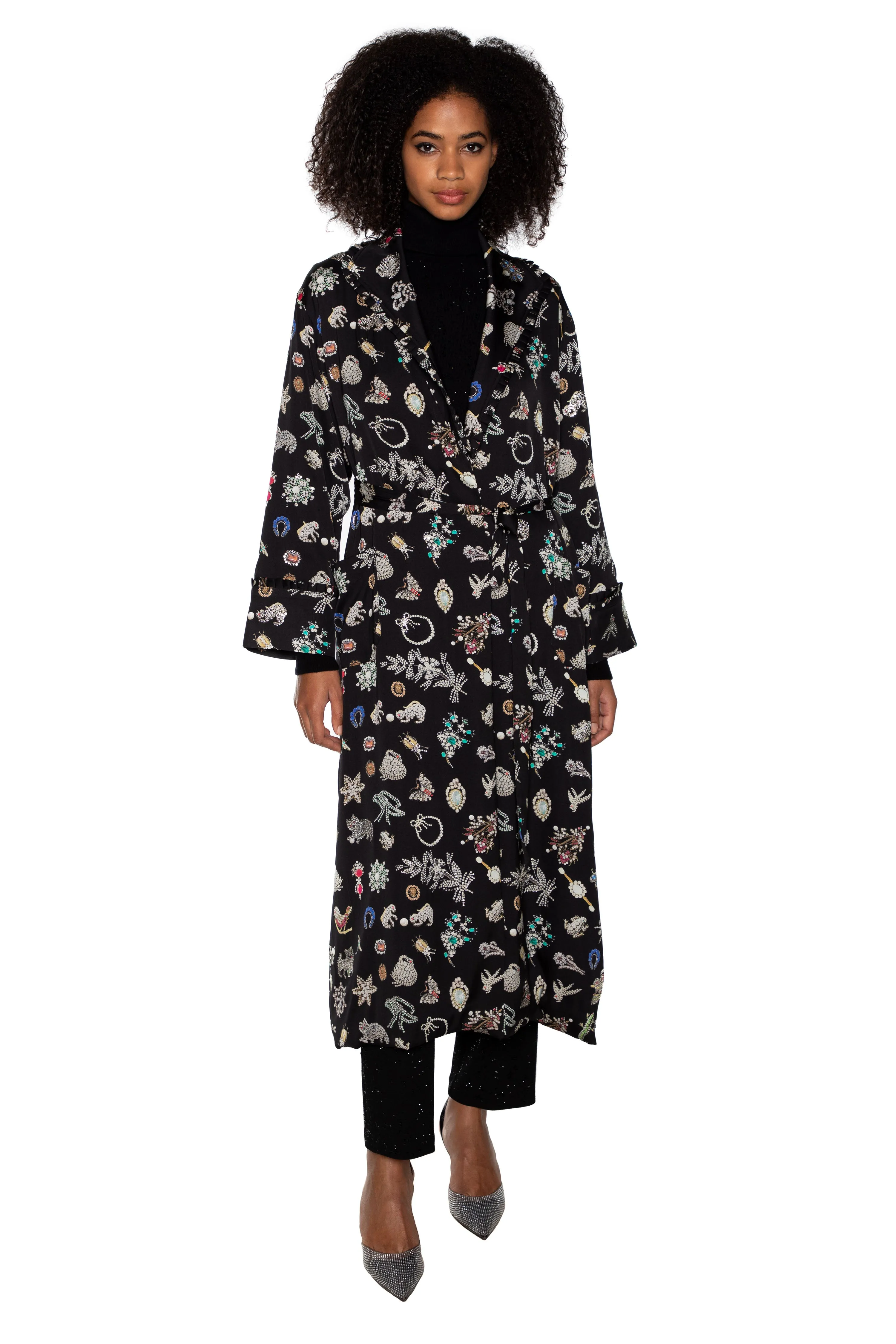 'BLACK DIAMOND PINS' ROBE COAT