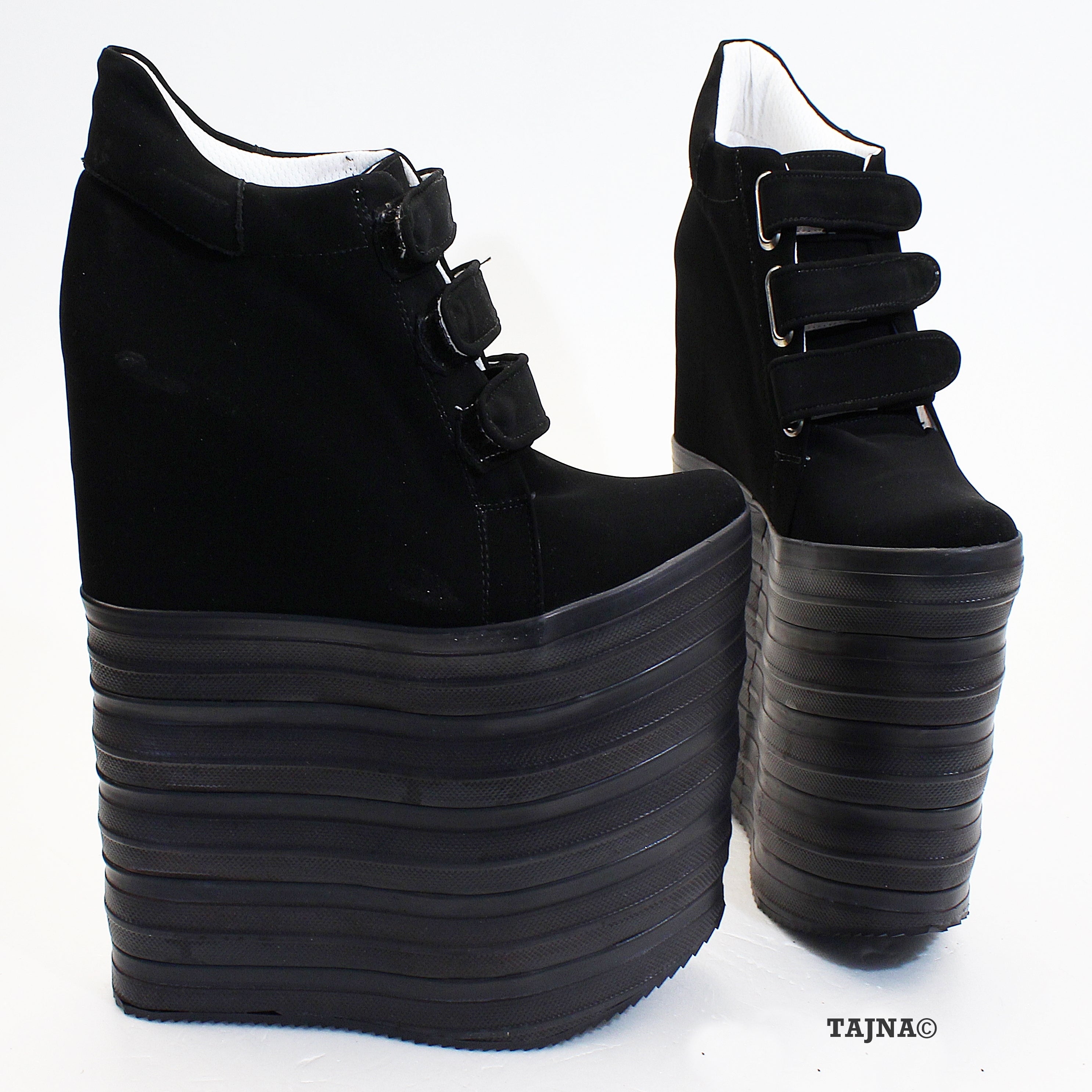 Black Sport Style 18-22 cm Platform Wedge Shoes