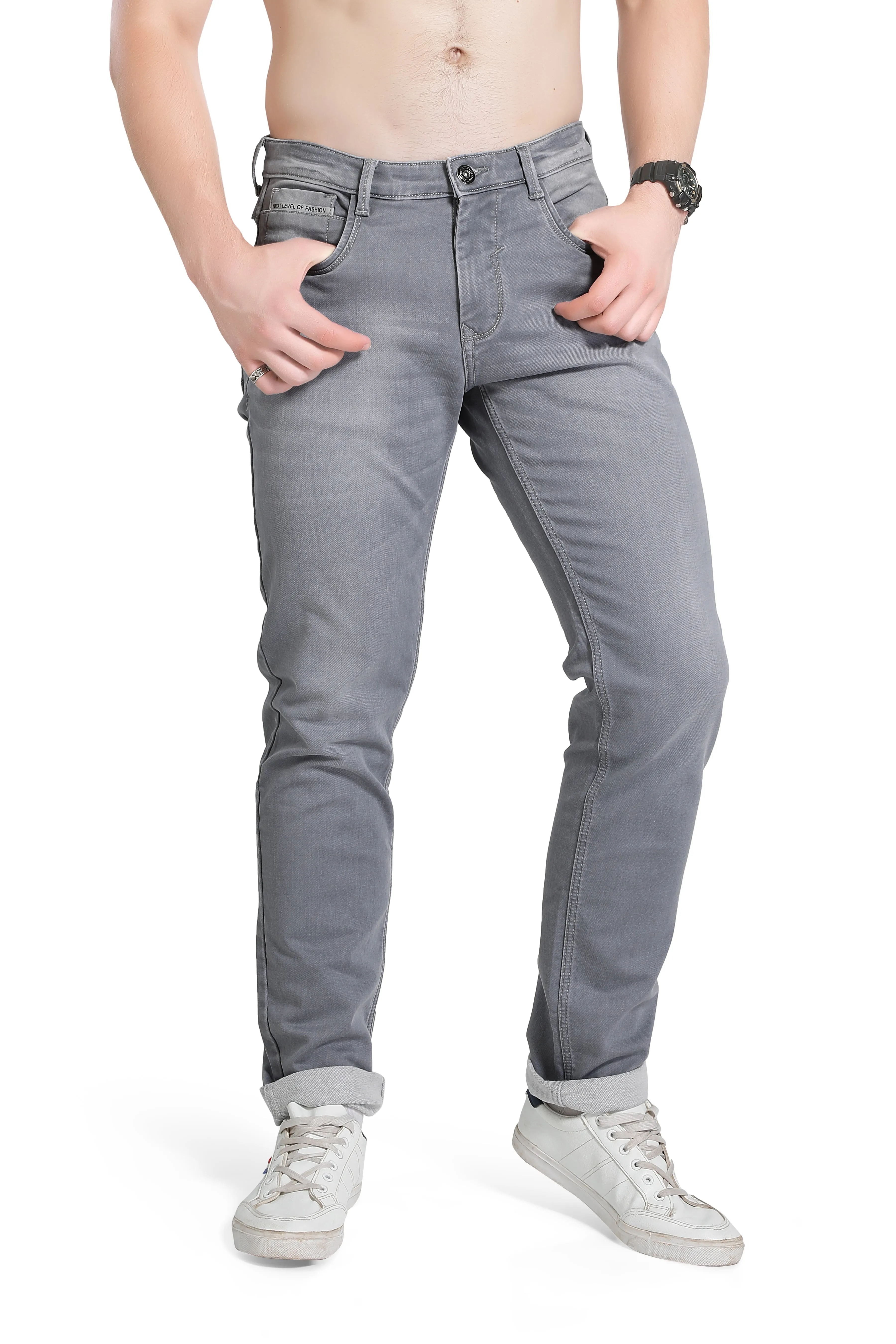 BLACK TREE MEN'S SKINNY FIT GREY STREET STYLE JEANS BT0015.