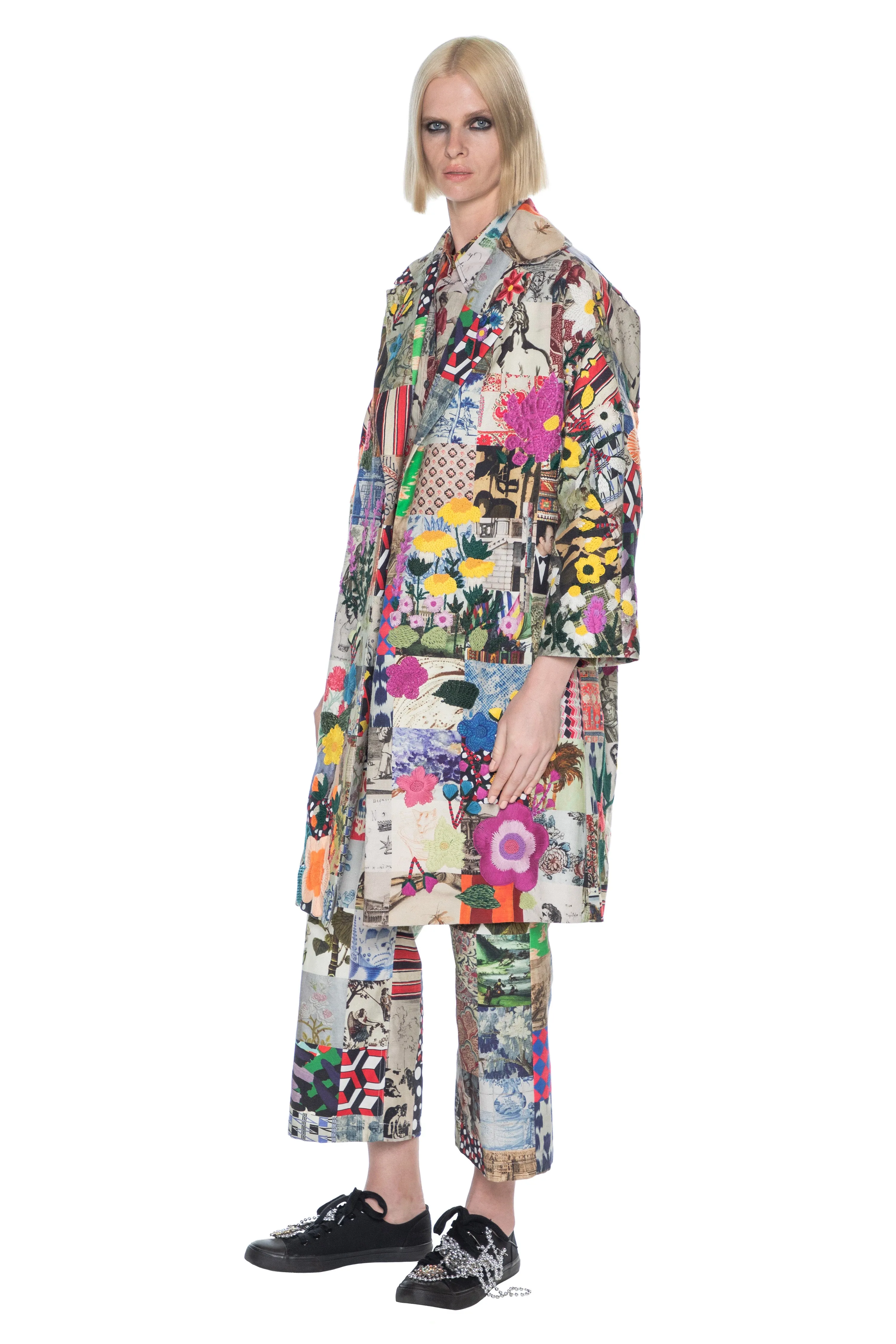 'BLOOMSBURY COLLAGE' L/S OVERSIZED COAT