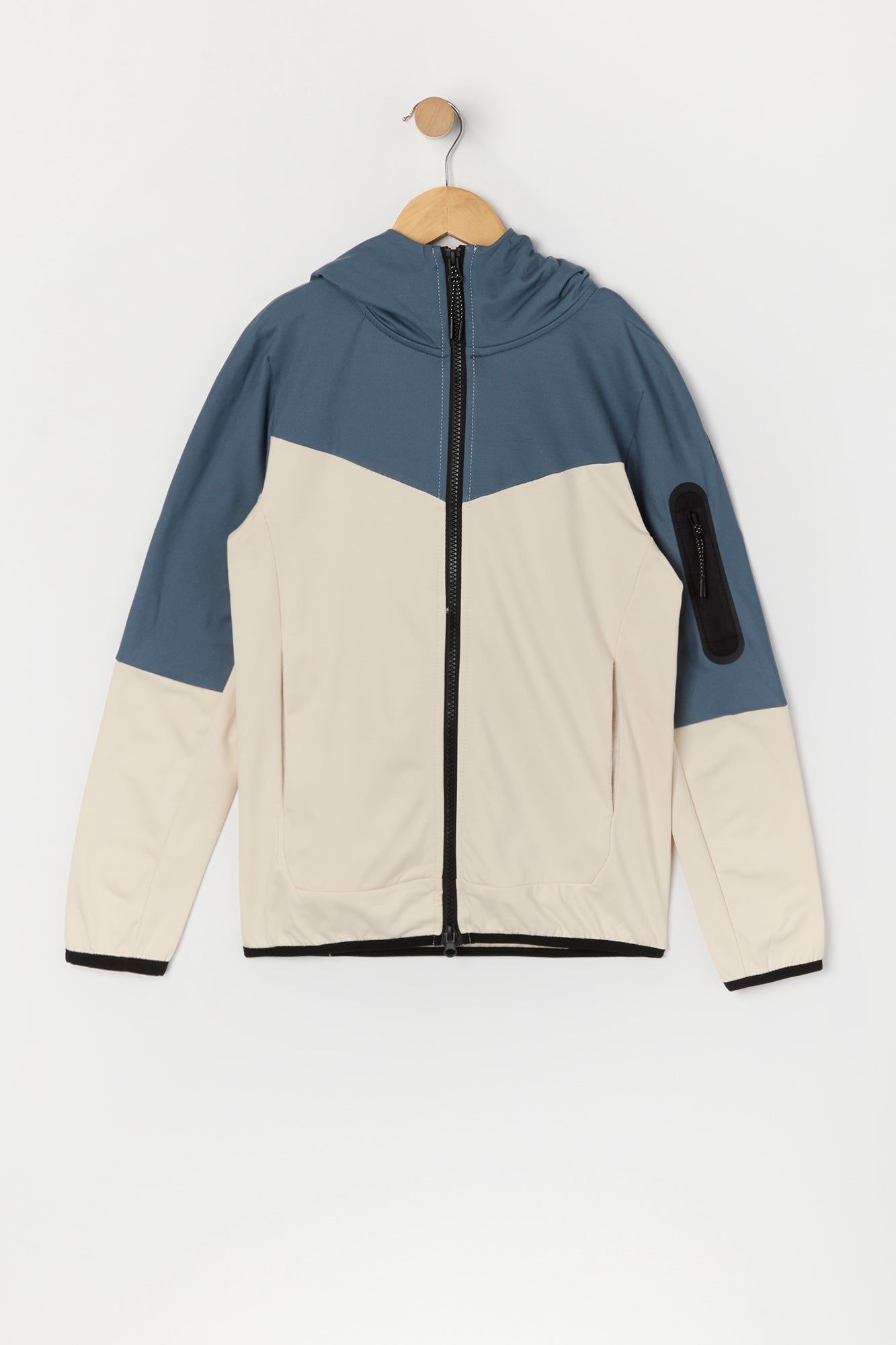 Blouson Active à capuchon avec blocs de couleurs et fermeture à glissière