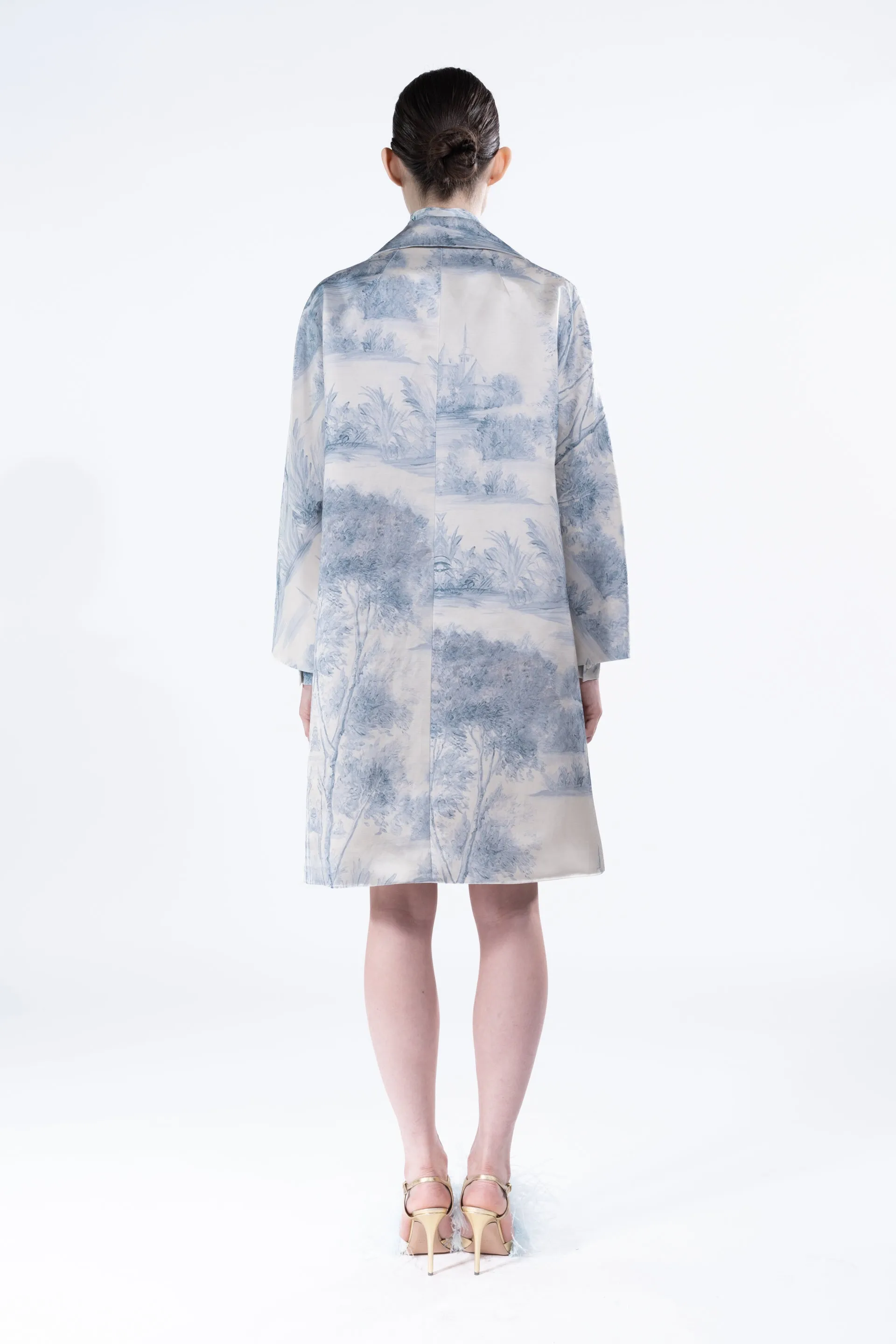 'Blue Pastoral' Notched Lapel Coat