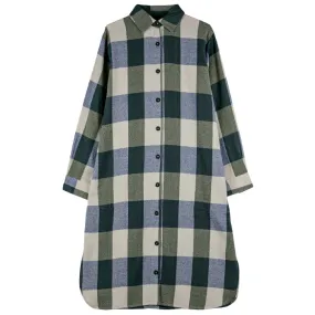 Bobo Choses Woman Plaid Check Shirt Dress Navy Blue