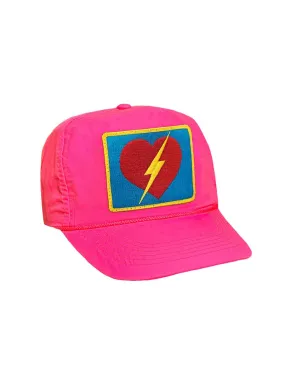 Bolt Heart Vintage Nylon Trucker Hat - Neon Pink