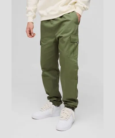 boohooMAN Mens Slim Fit Elasticated Waist Woven Tab Cuffed Cargo Pants