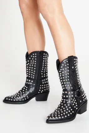 Boots | Faith: Mackenzie Studded Western Cowboy Calf Boots | Faith