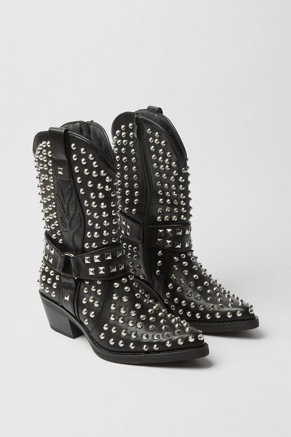 Boots | Faith: Mackenzie Studded Western Cowboy Calf Boots | Faith