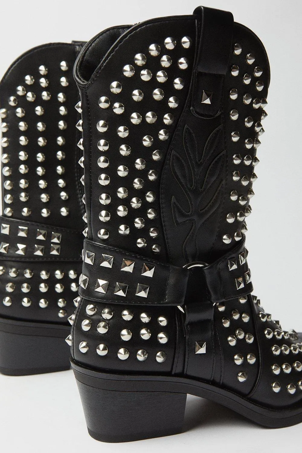 Boots | Faith: Mackenzie Studded Western Cowboy Calf Boots | Faith