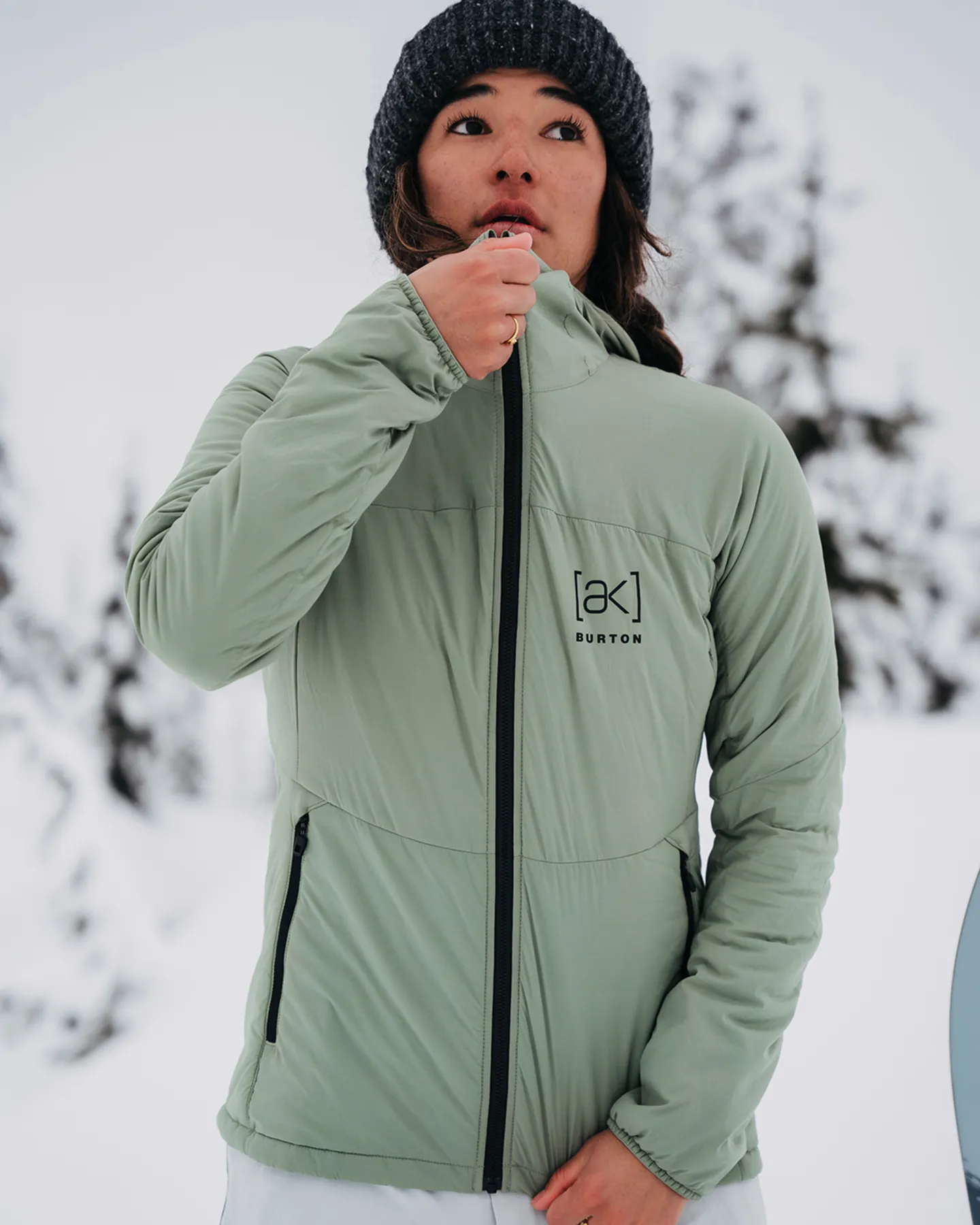 Burton Women's [ak] Helium Hooded Stretch Insulated Jacket - Hedge Green