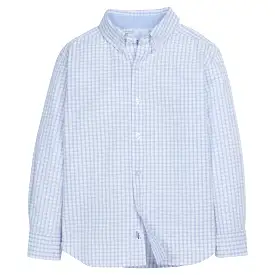 Button Down Shirt - Light Blue Seersucker Check