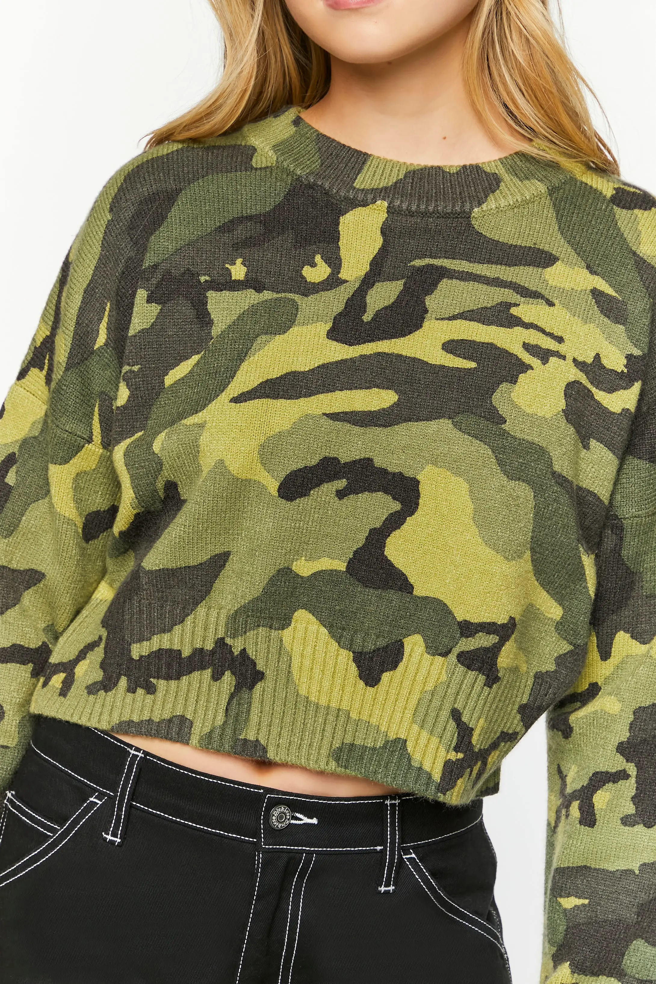 Camo Cropped Sweater