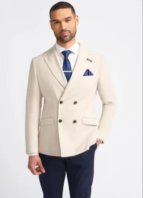 Cavani Romeo Cream Double Breasted Blazer Peaked Lapels