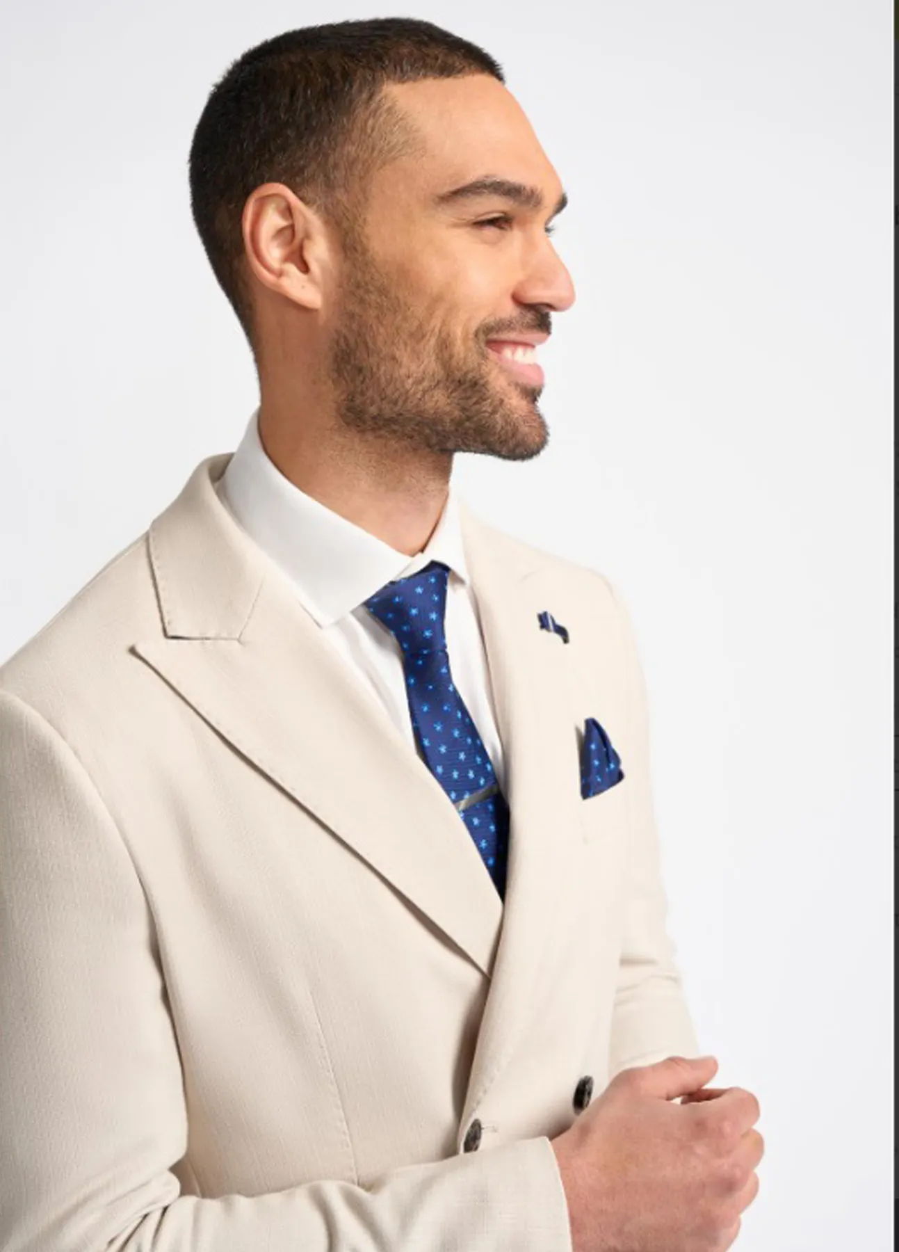 Cavani Romeo Cream Double Breasted Blazer Peaked Lapels