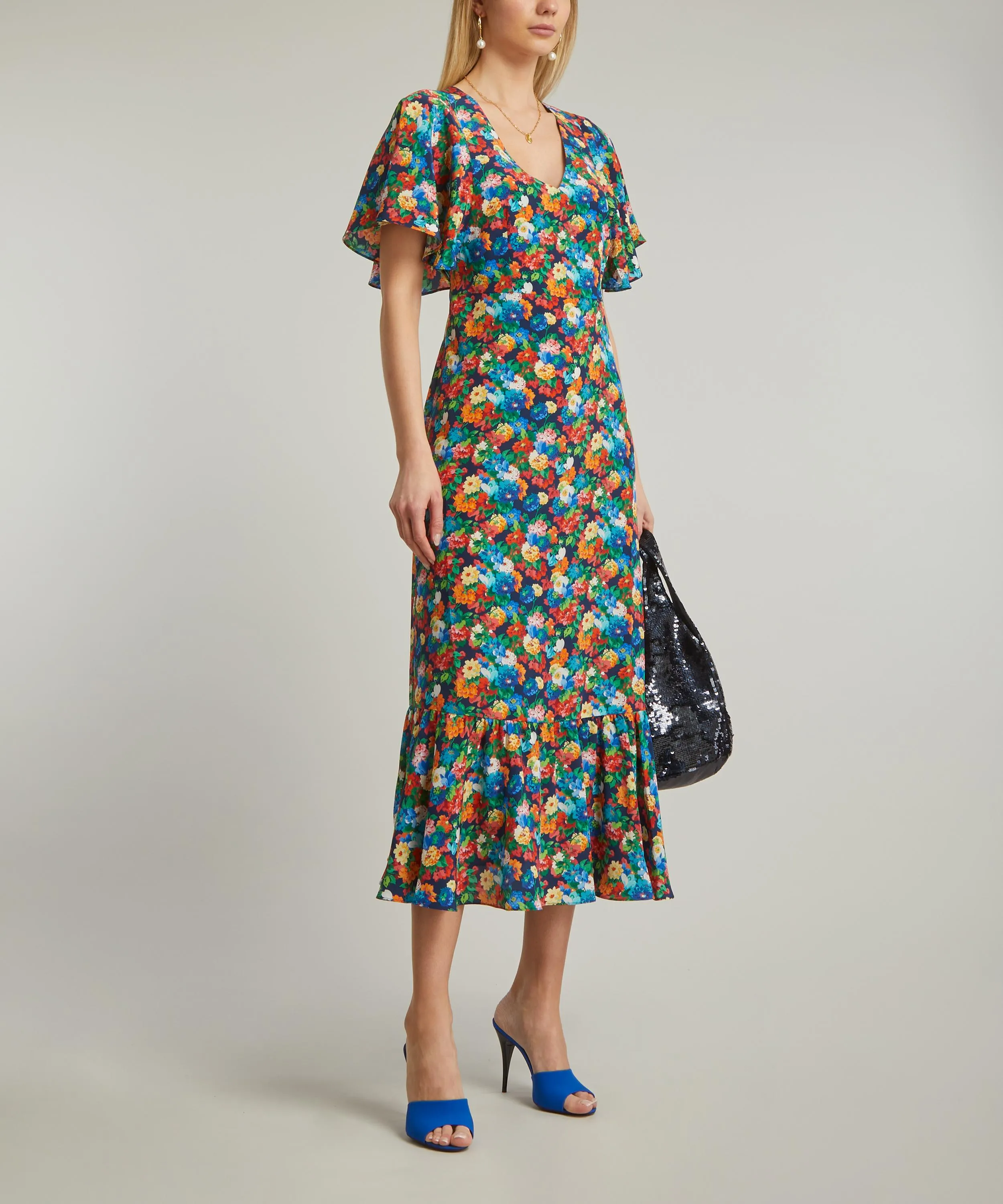 Chatsworth Bloom Silk Crepe de Chine Aperitif Midi-Dress