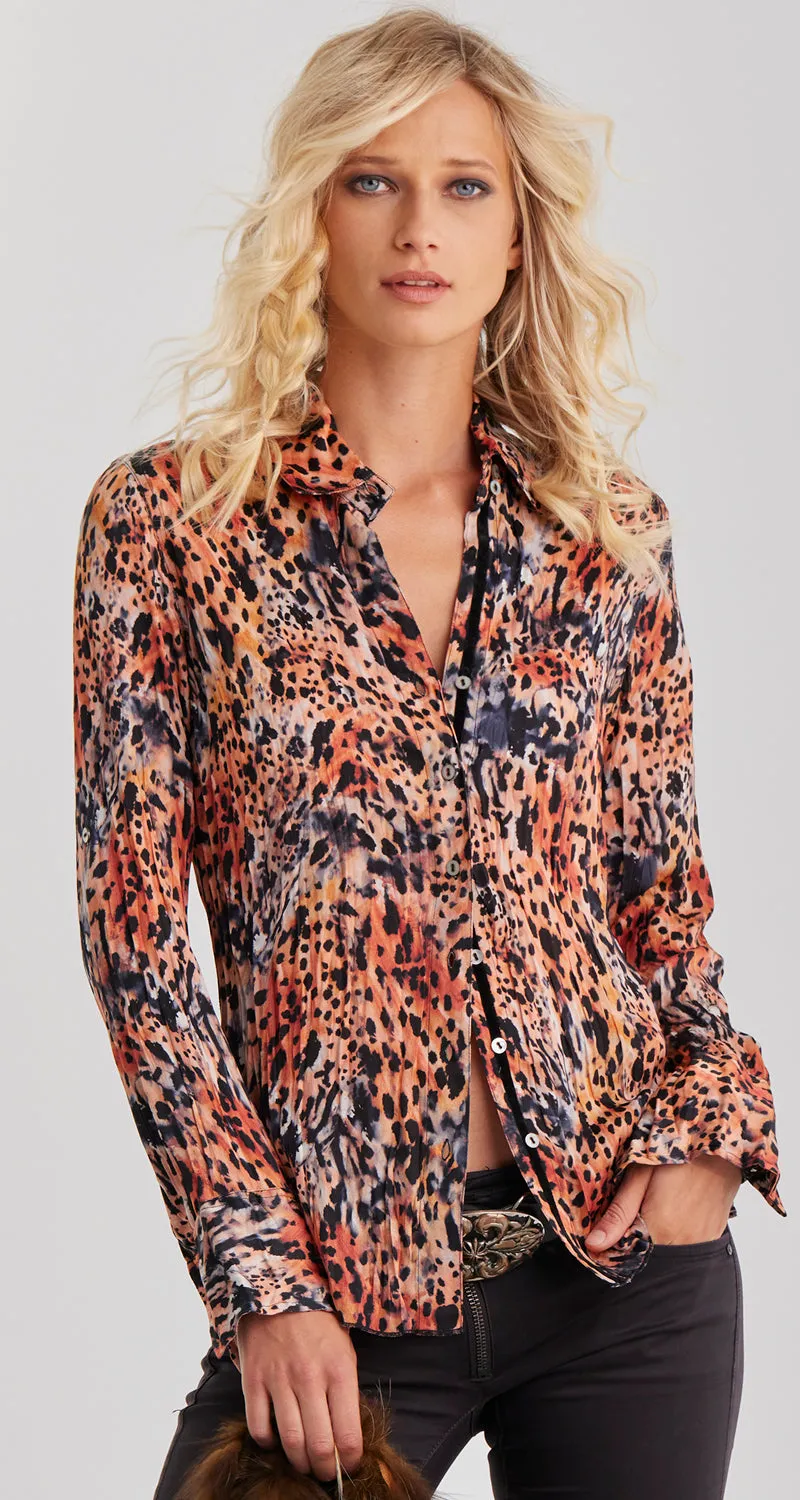 CHEETAH BUTTON DOWN SHIRT