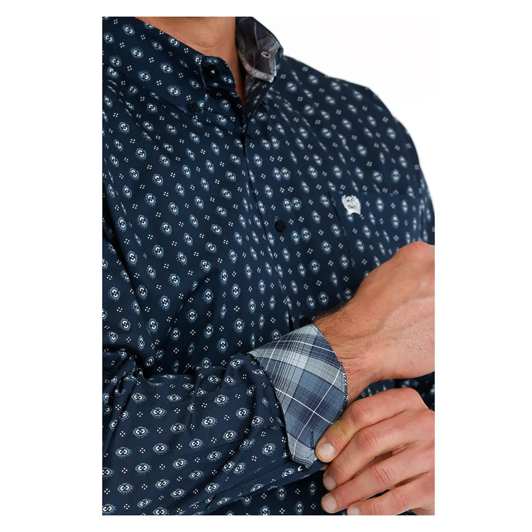 Cinch Mens Geo Navy Long Sleeve