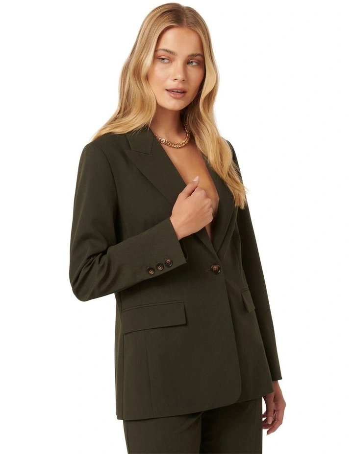 Claire Single Breasted Blazer in Olive