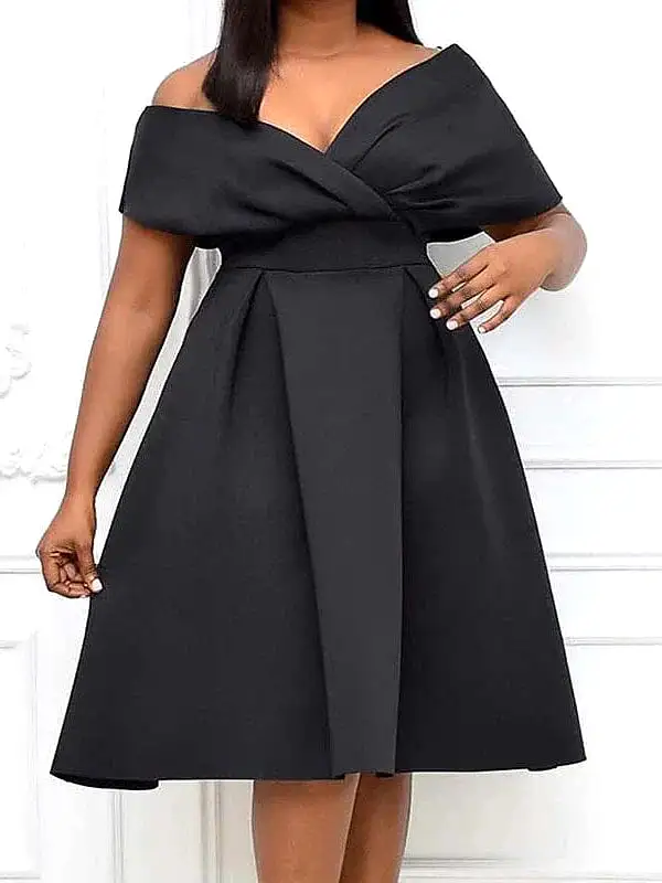 Classic V-Neck Knee Length Midi Dress for Women Plus Size