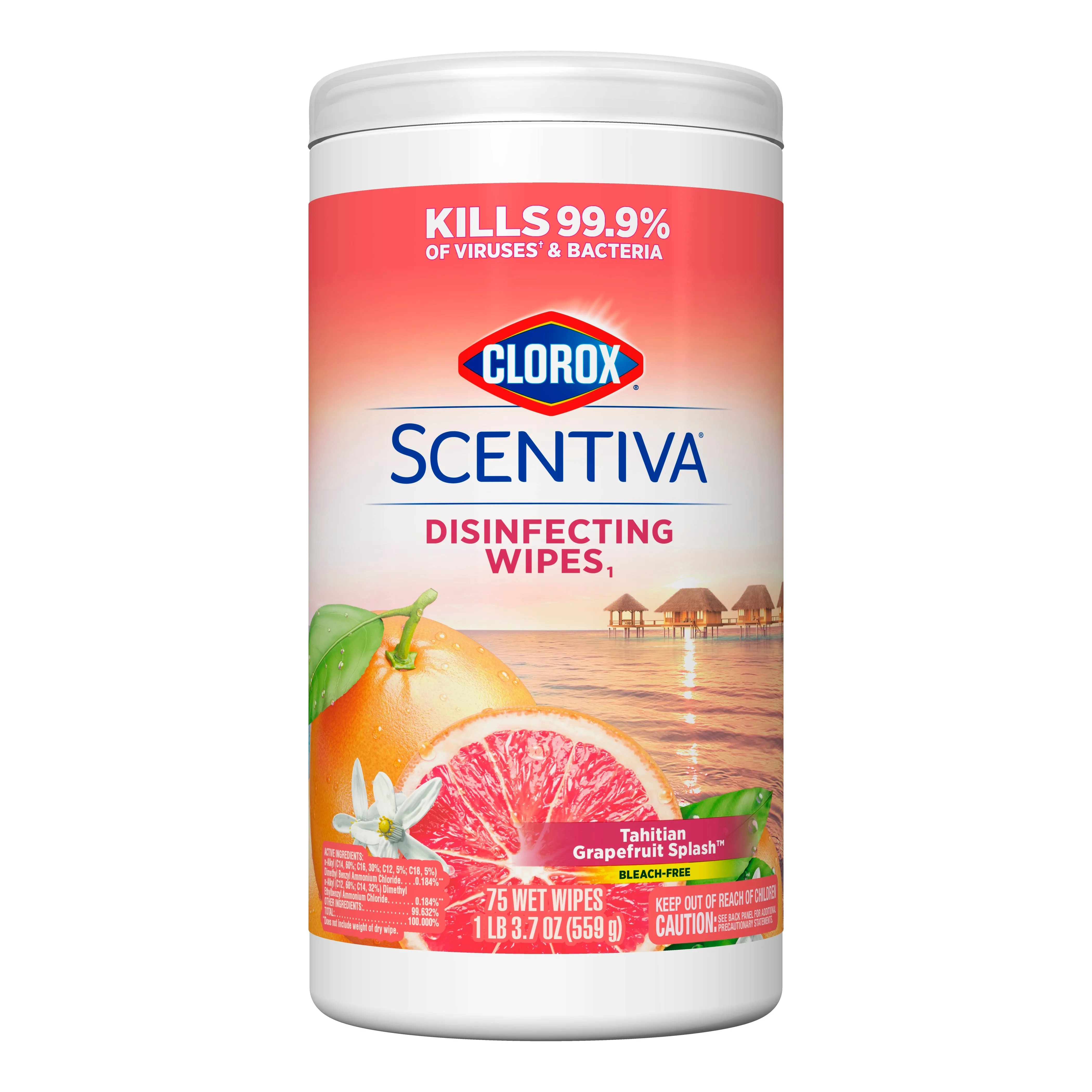 Clorox Scentiva Disinfecting Wipes Tahitian Grapefruit Splash 75 Wipes