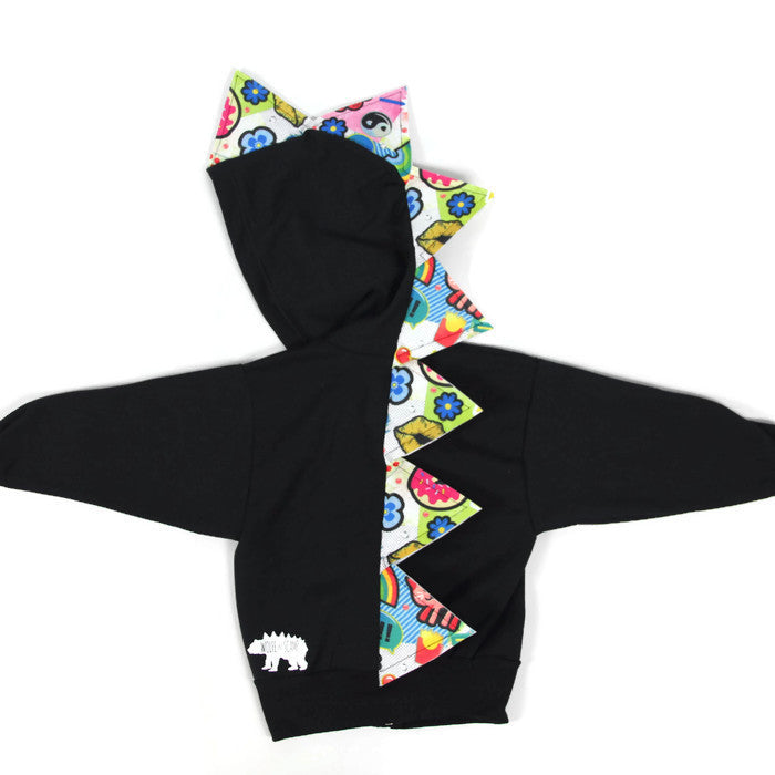 Colorful Kids Hoodie - Dinosaur Cartoon Spikes