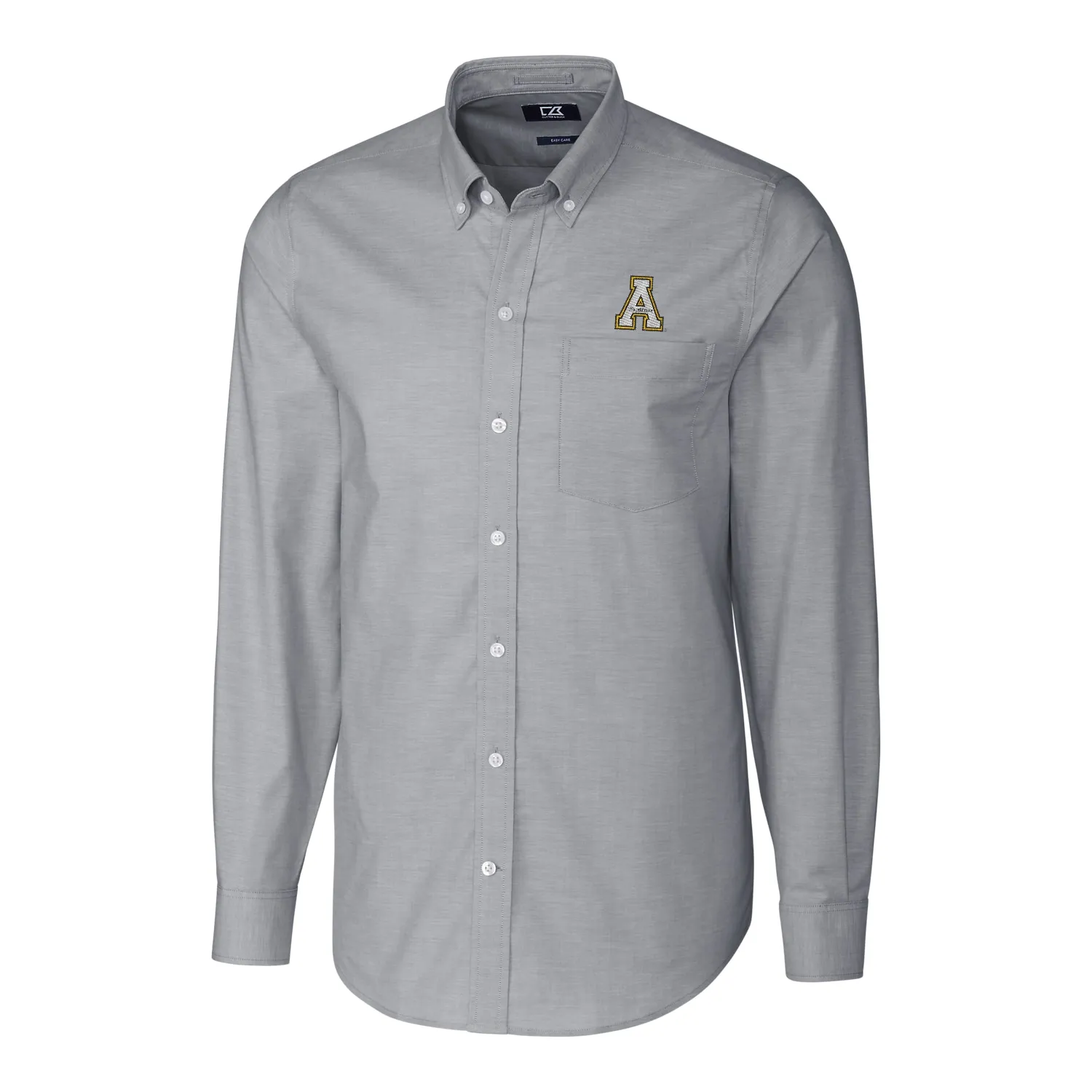 Cutter & Buck Appalachian State Mountaineers Charcoal Stretch Oxford Big & Tall Long Sleeve Button-Down Shirt