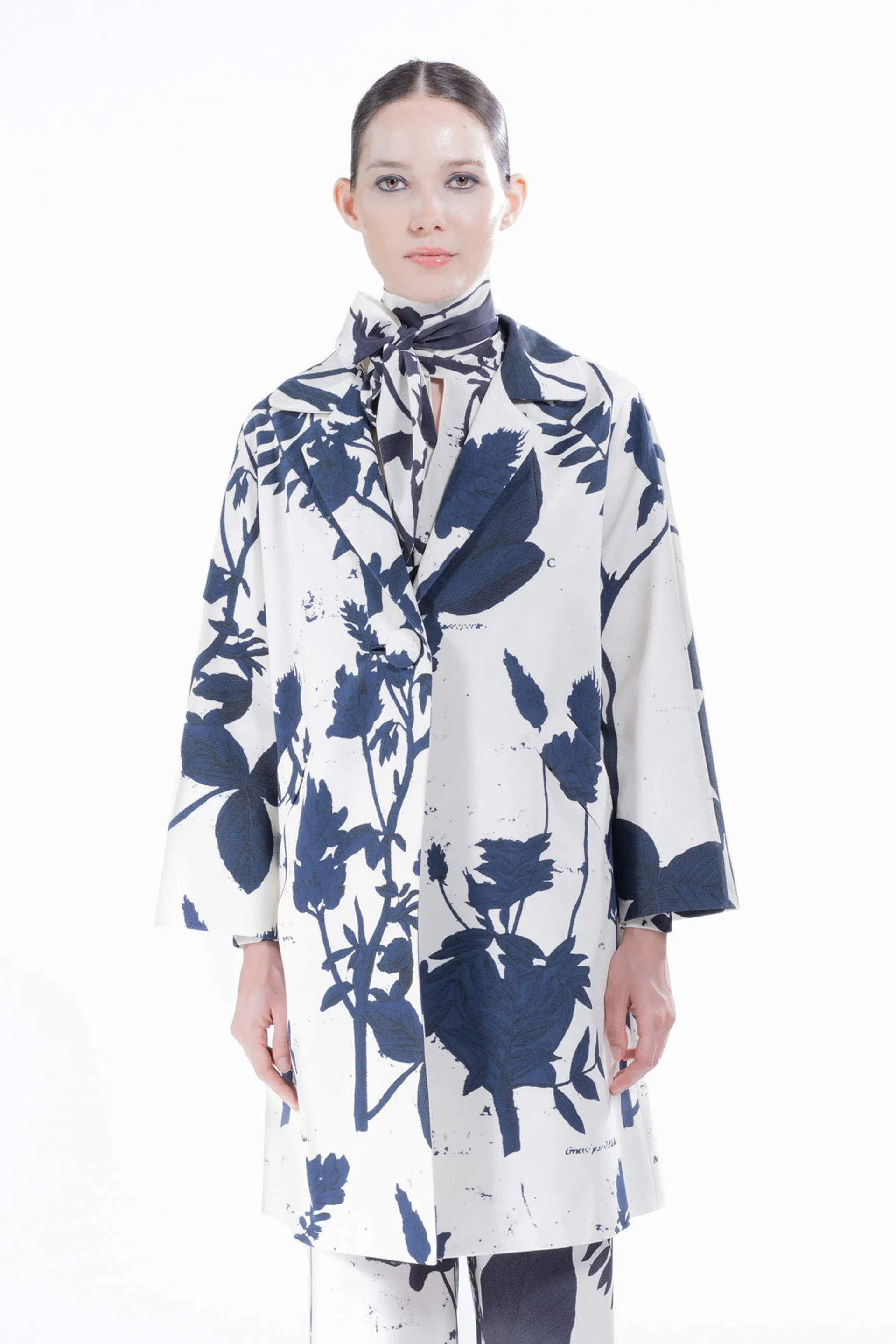 'Cyanotypes' Notched Lapel Coat