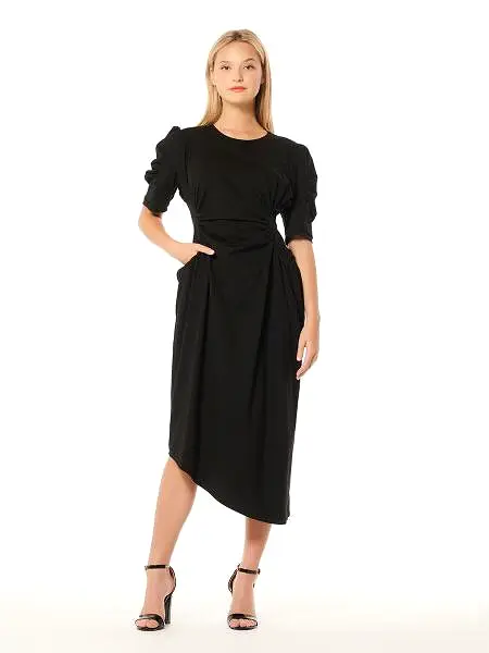 D33113 Double waist rush midi dress